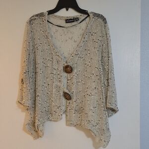 Nina Leonard Cream Textured Cardigan